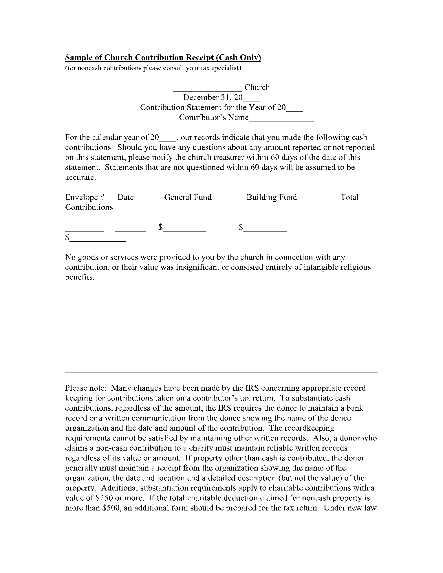 Church Donation Receipt Template Free Download CocoSign
