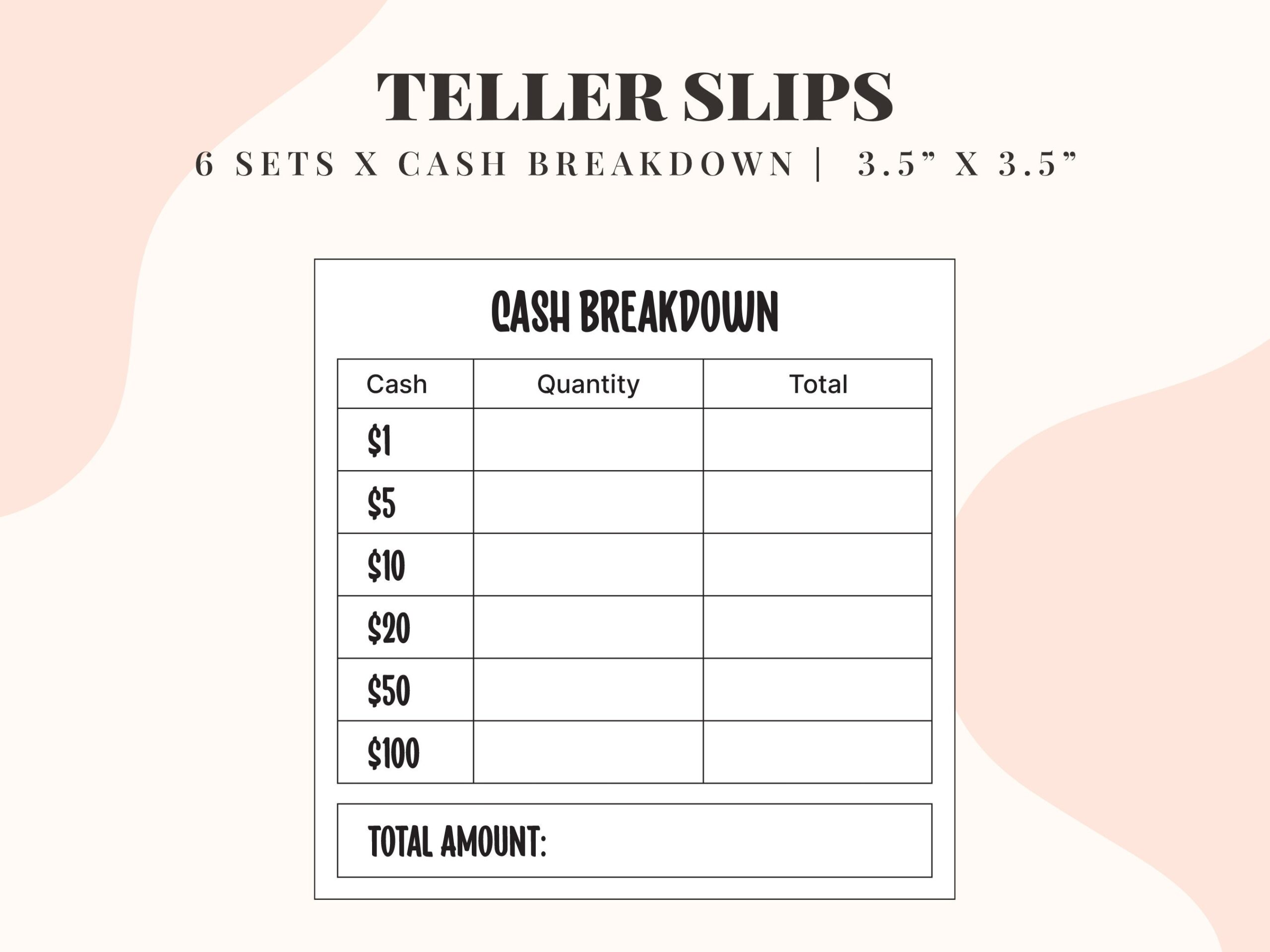 Coins Breakdown Slip Etsy Australia