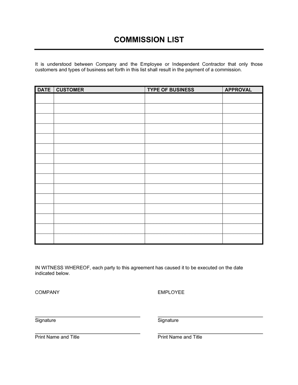 Commission Slip Template