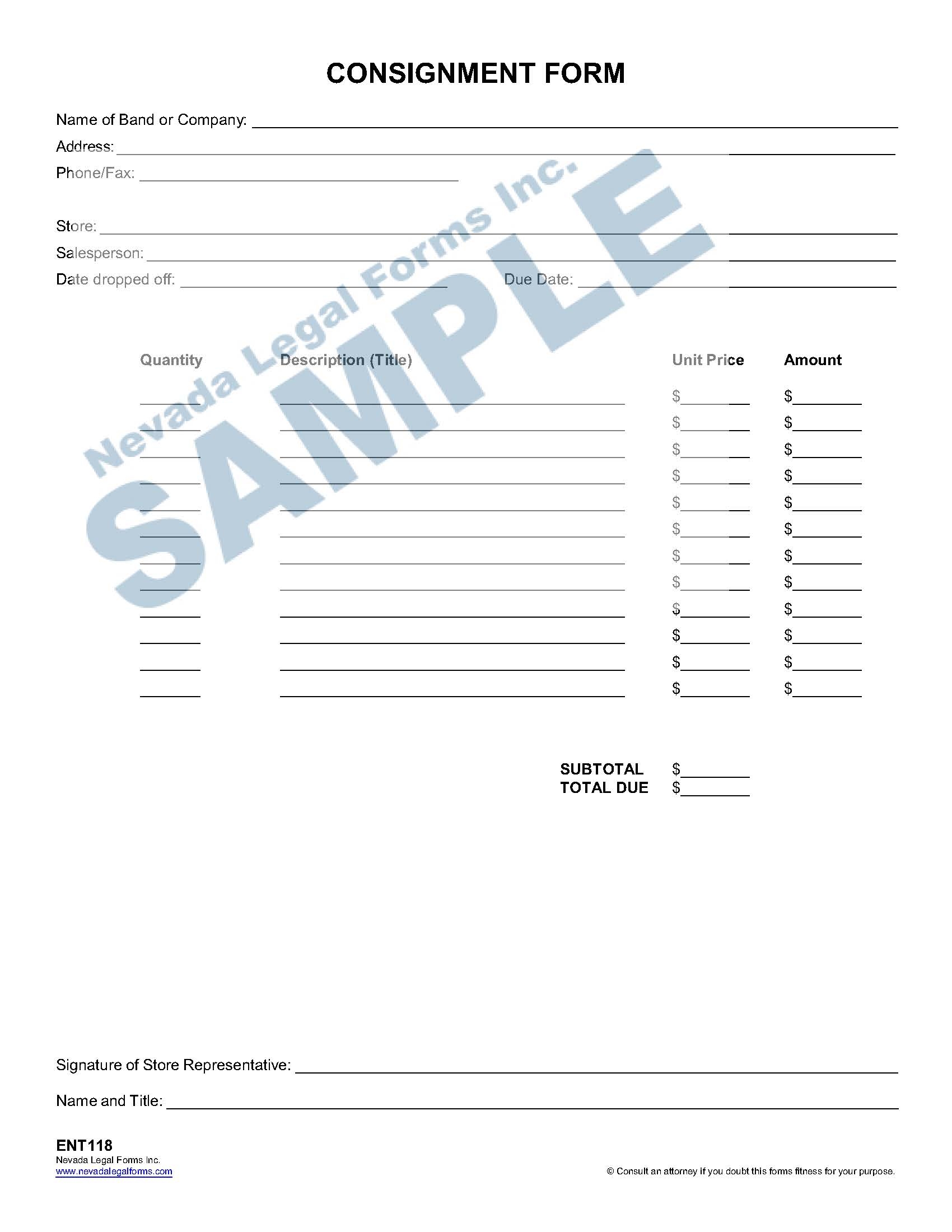 CONSIGNMENT FORM