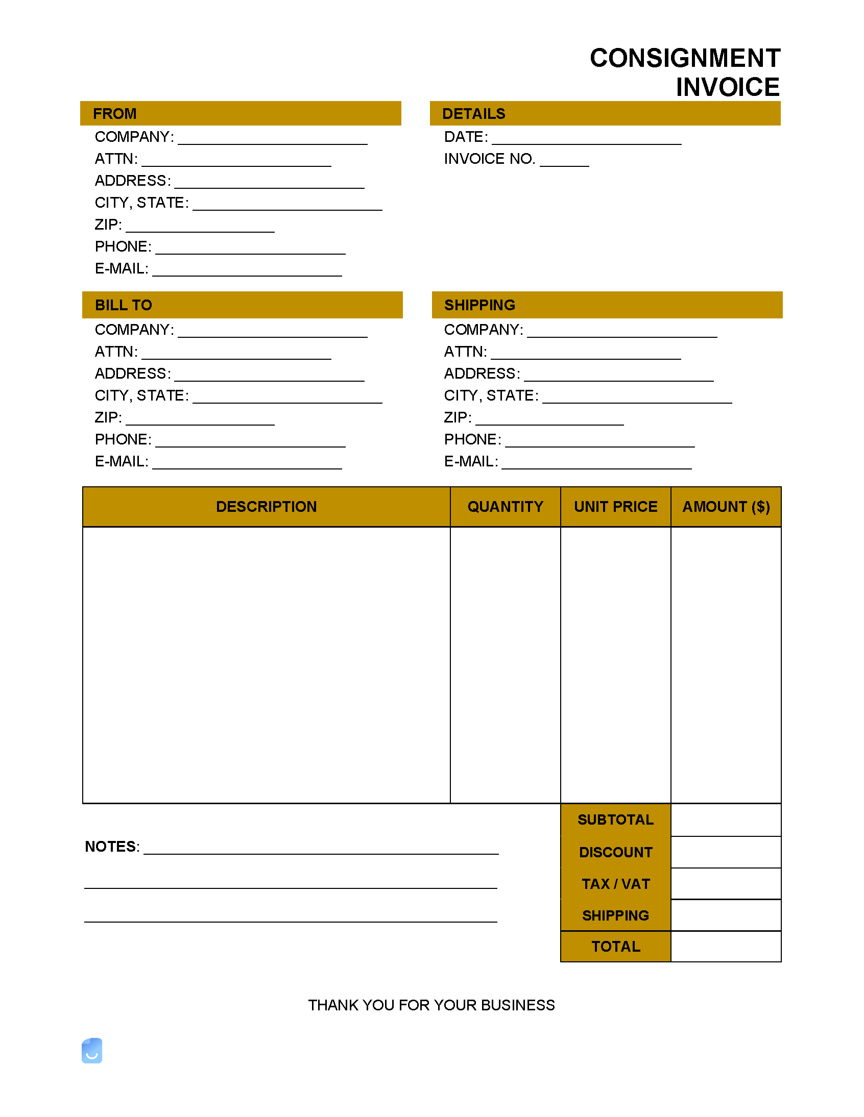 Consignment Invoice Template Invoice Maker