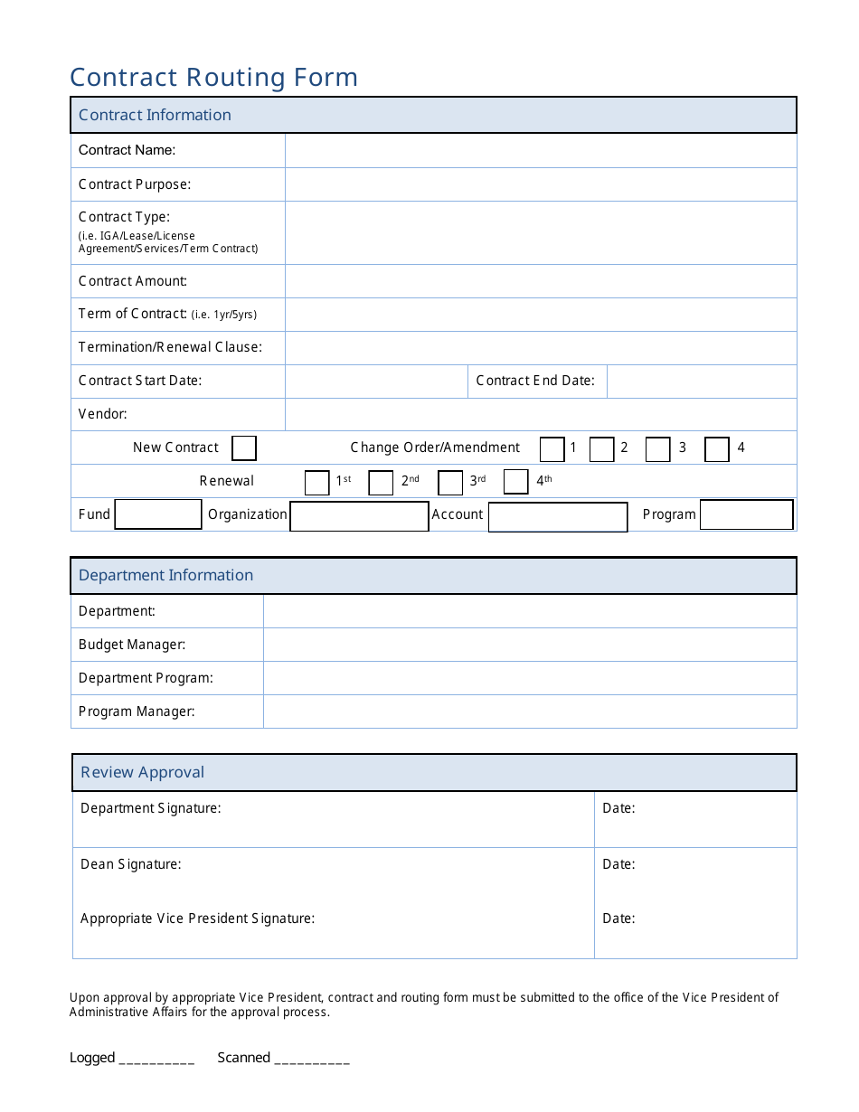 Contract Routing Form Fill Out Sign Online And Download PDF Templateroller