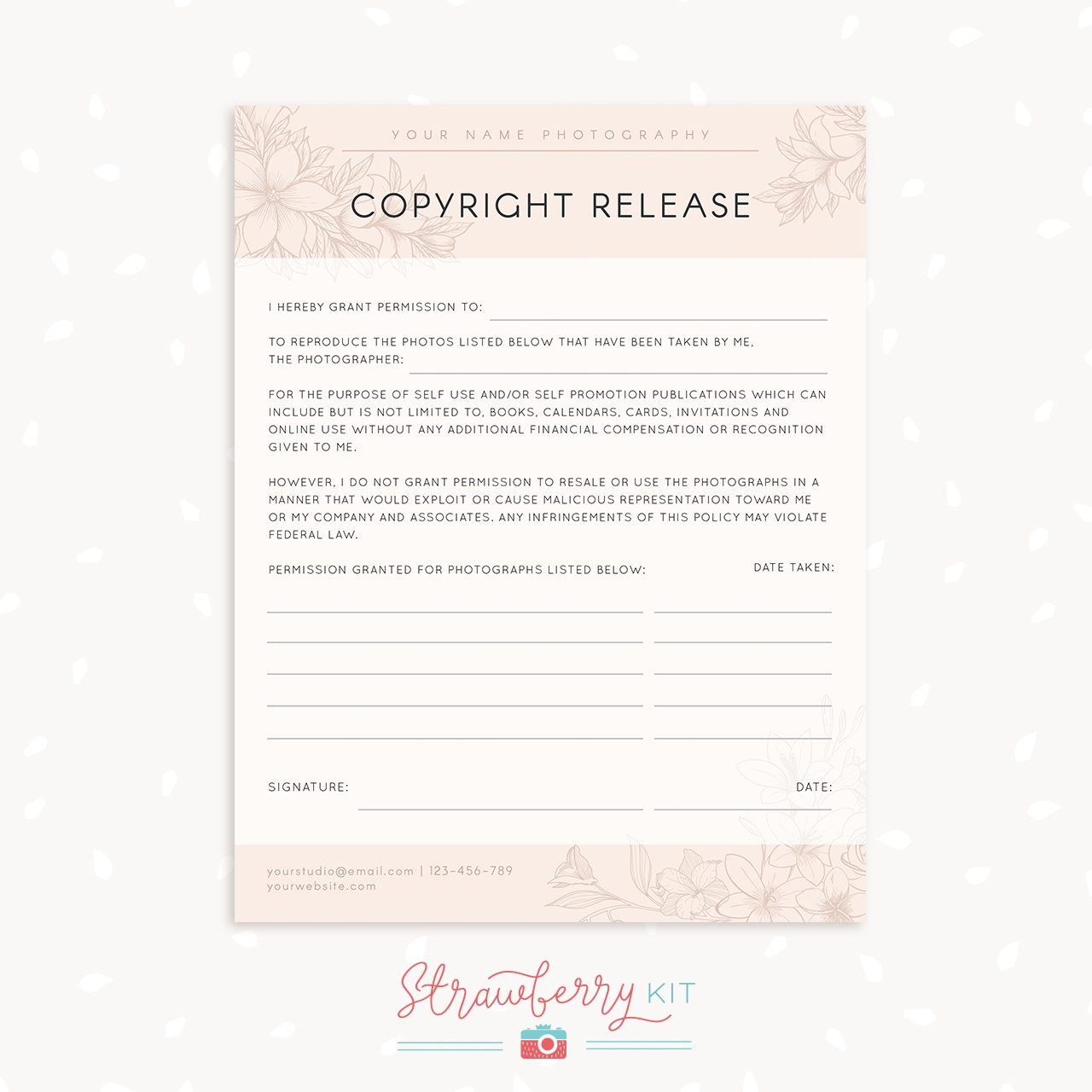 Copyright Release Form Template Strawberry Kit