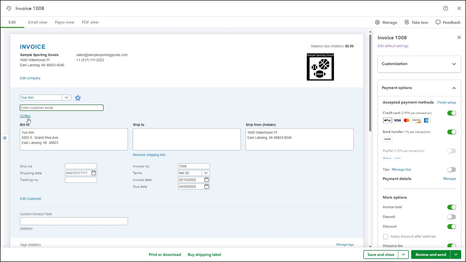Create An Invoice In QuickBooks Online Instructions