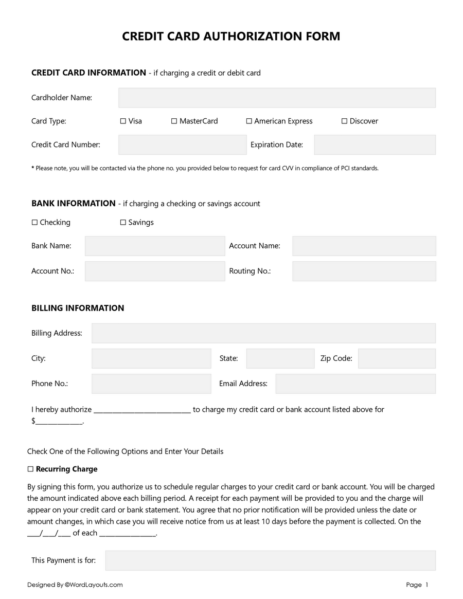 Free Charge Slip Template