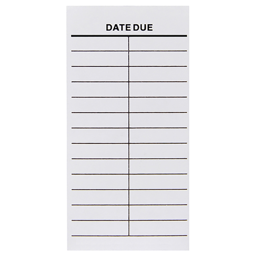 Date Due Slips Date Due Slips Media 2 Column Full Permanent Adhesive 4 In H X 2 In W 100 Pkg