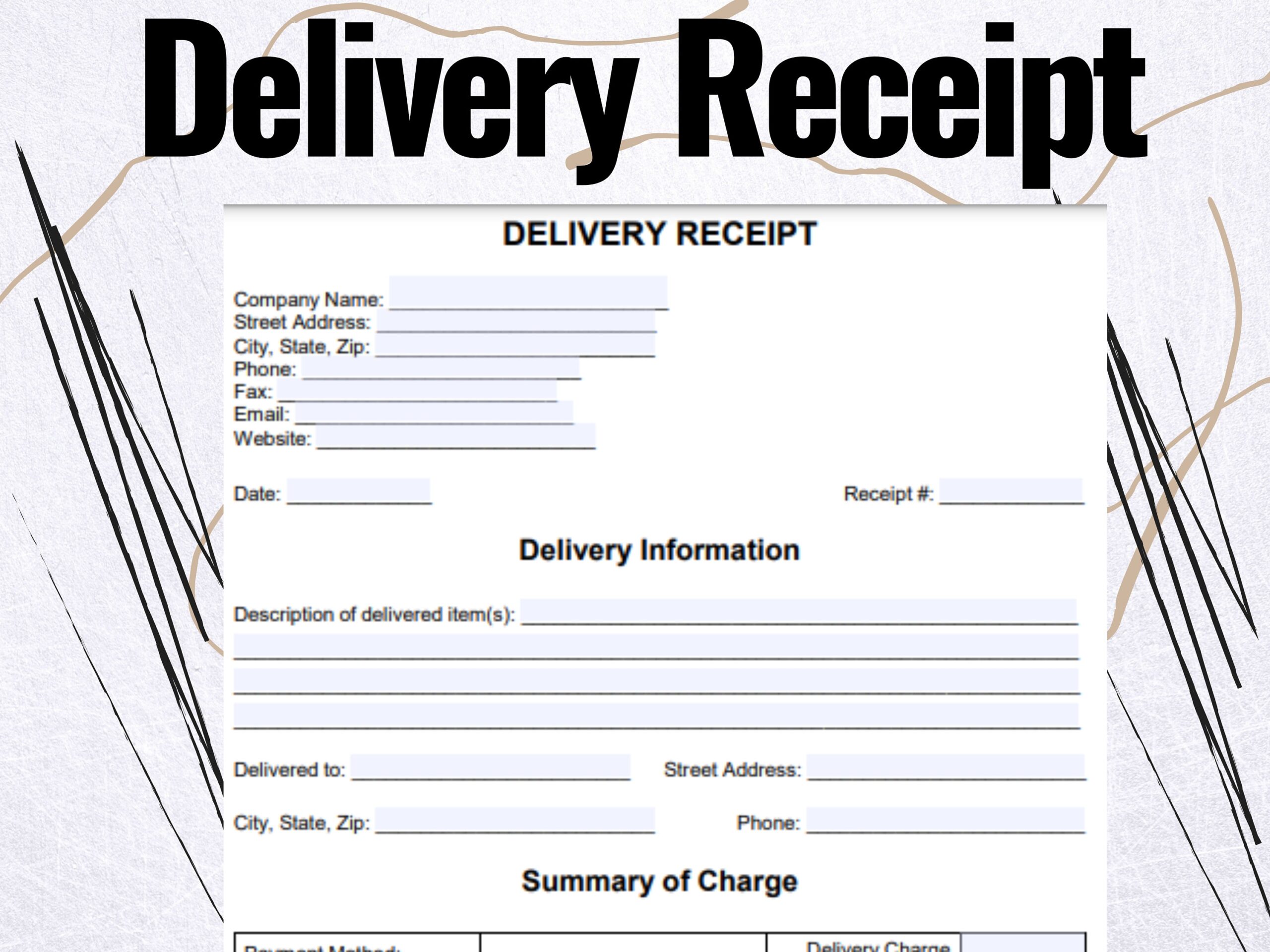 Delivery Receipt Delivery Receipt Form Delivery Receipt Template MS Editable Word