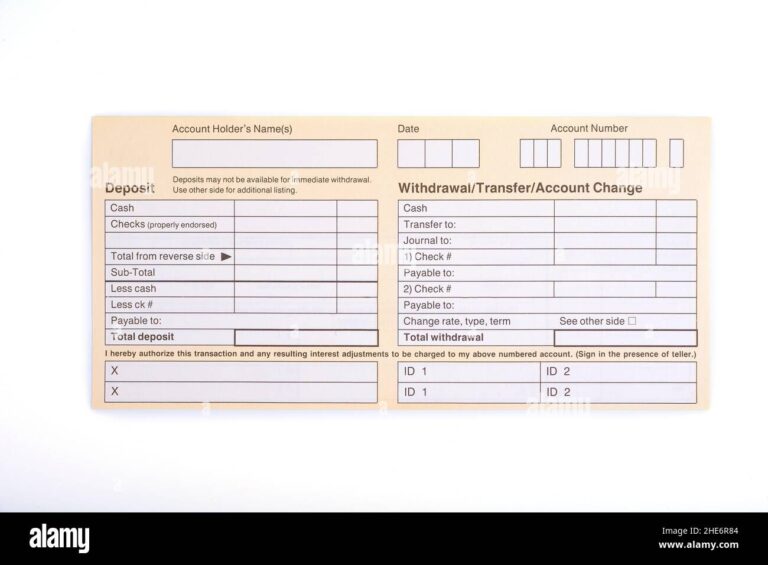 Deposit And Withdrawal Slip Hi res Stock Photography And Images Alamy