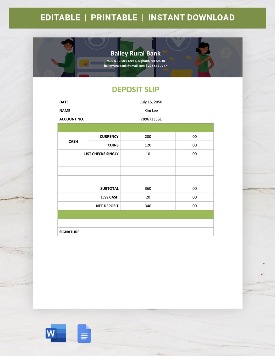 Free Printable Printable Deposit Slip Template