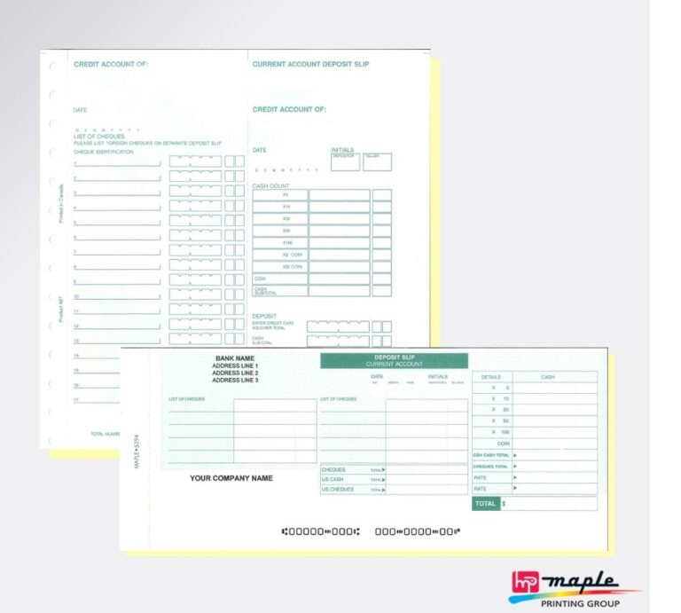 Deposit Slips Maple Printing