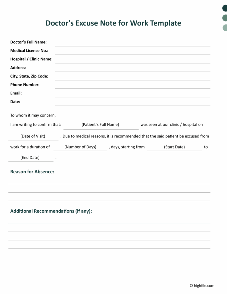 Doctor s Excuse Note For Work Template Word Google Docs Highfile