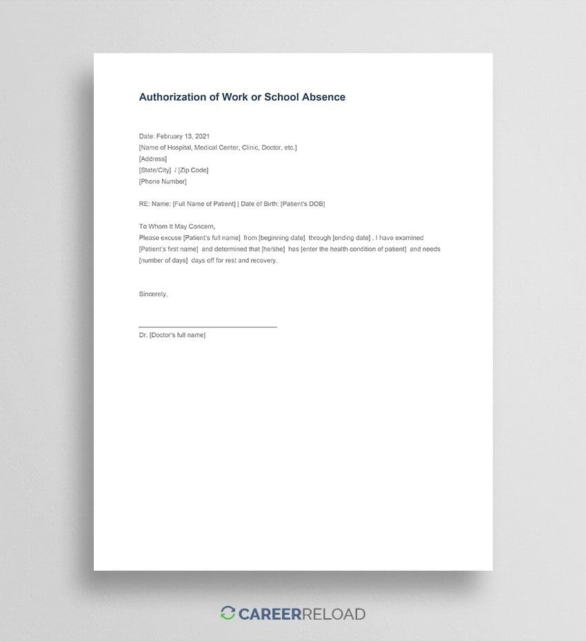 Excuse Slip Template