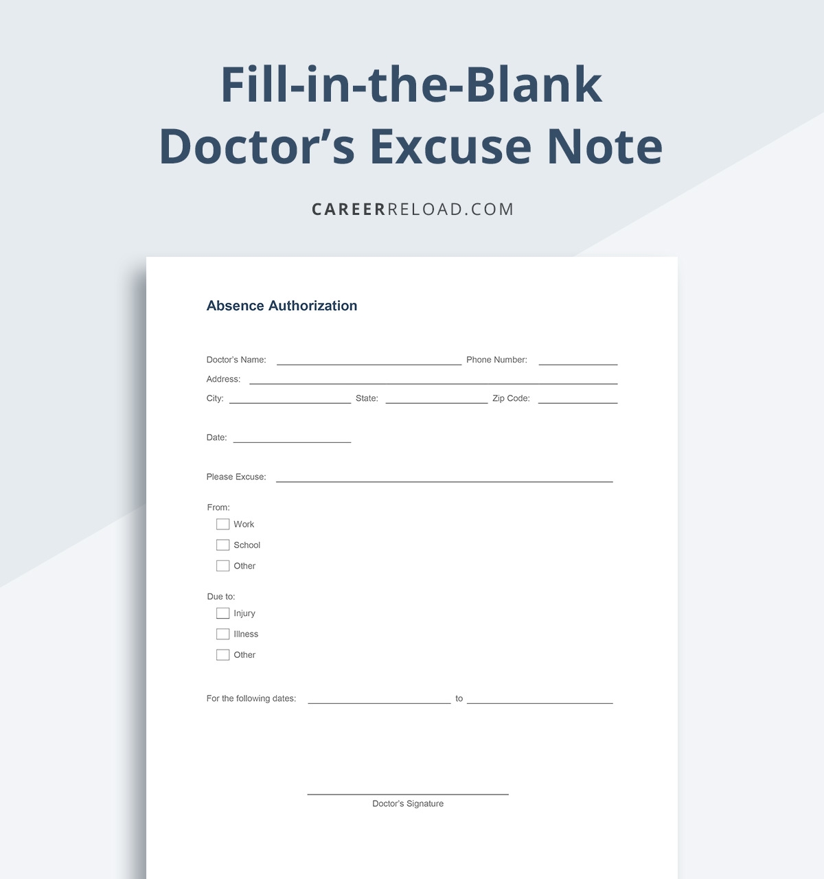 Medical Excuse Slip Template
