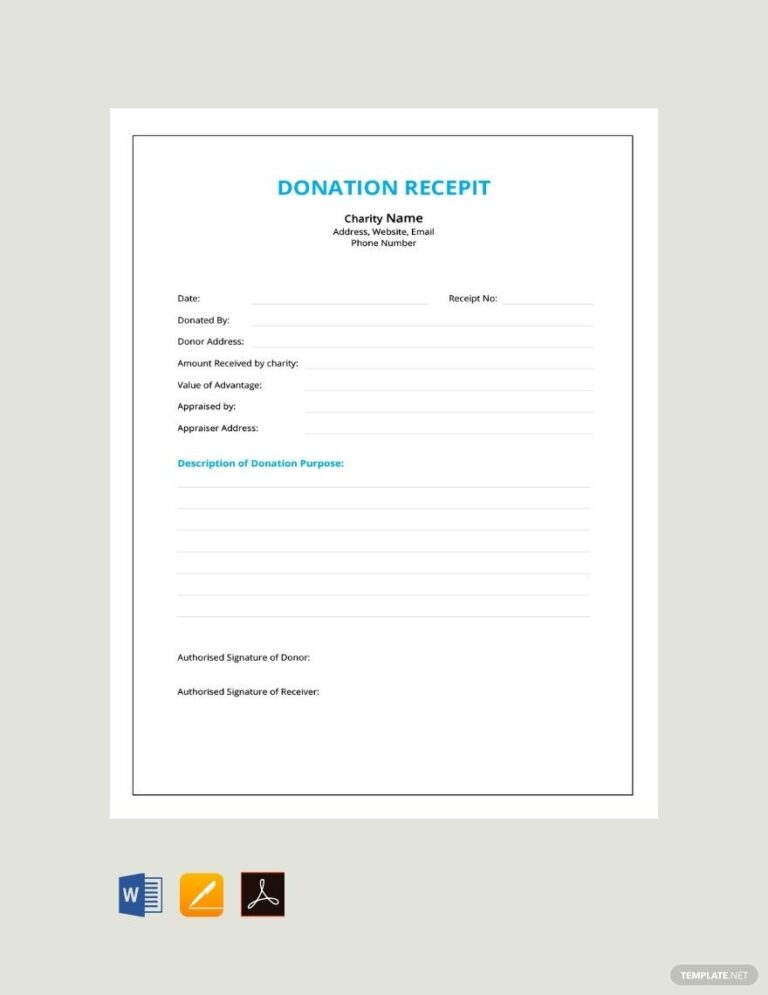 Donation Receipt Template In Excel Word PDF Pages Download Template 