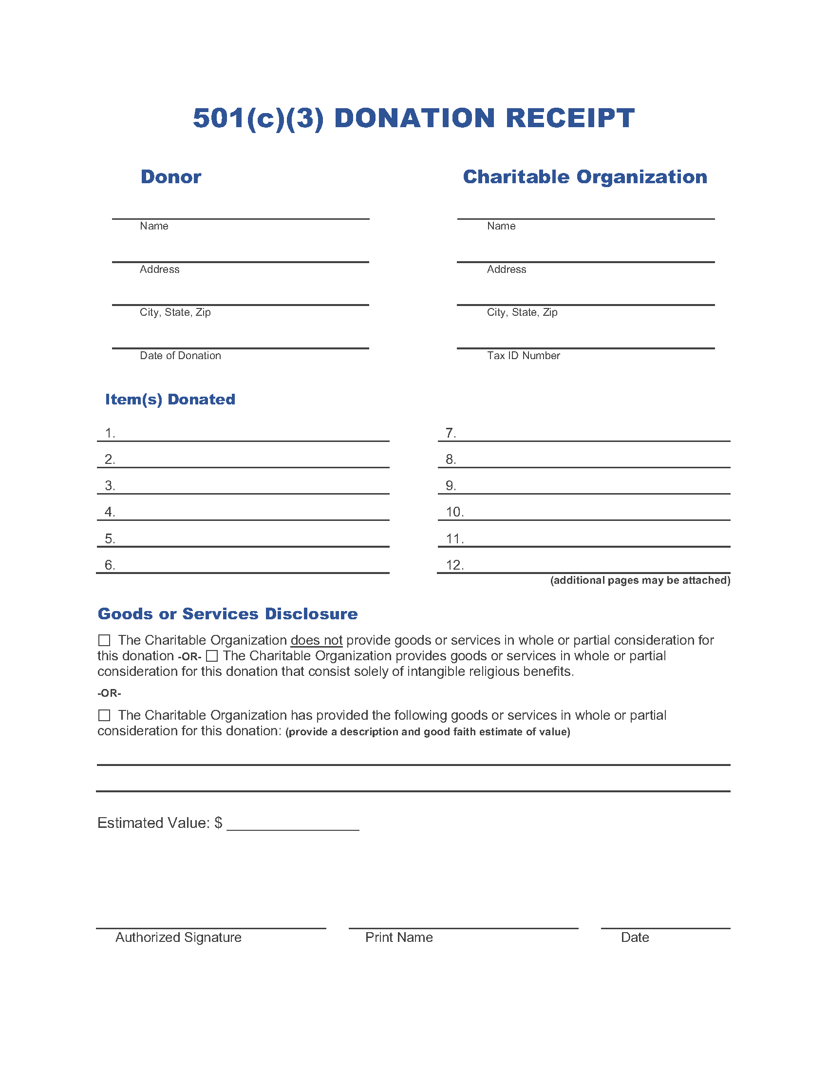 Political Donation Slip Template