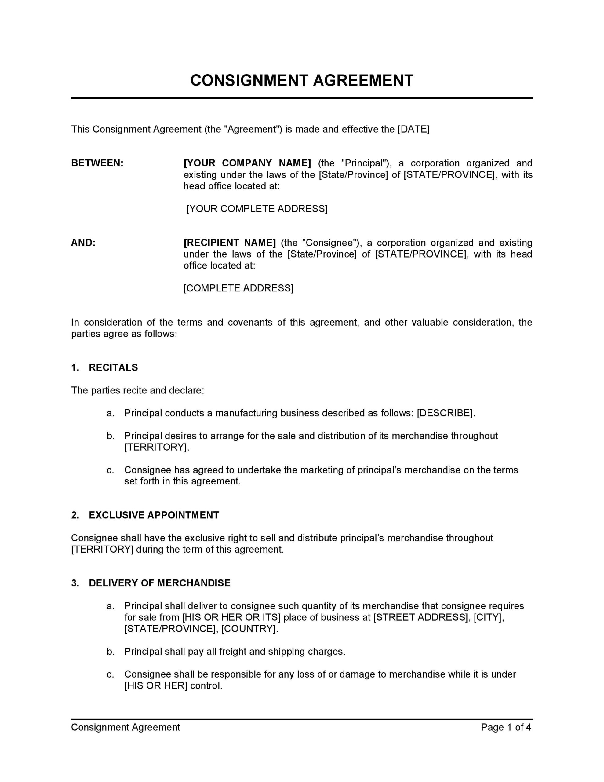 Consignment Slip Template