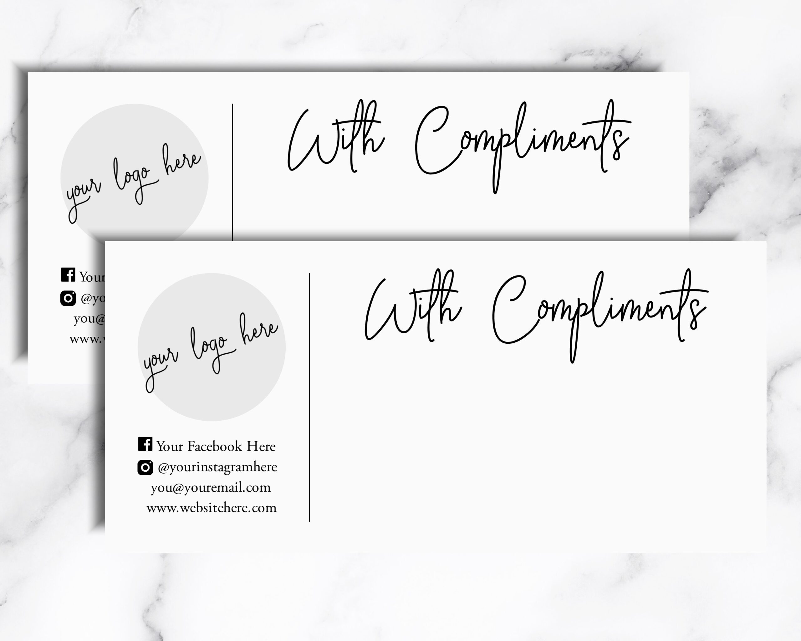 Downloadable DIY Edit Yourself Logo Compliment Slips Custom 