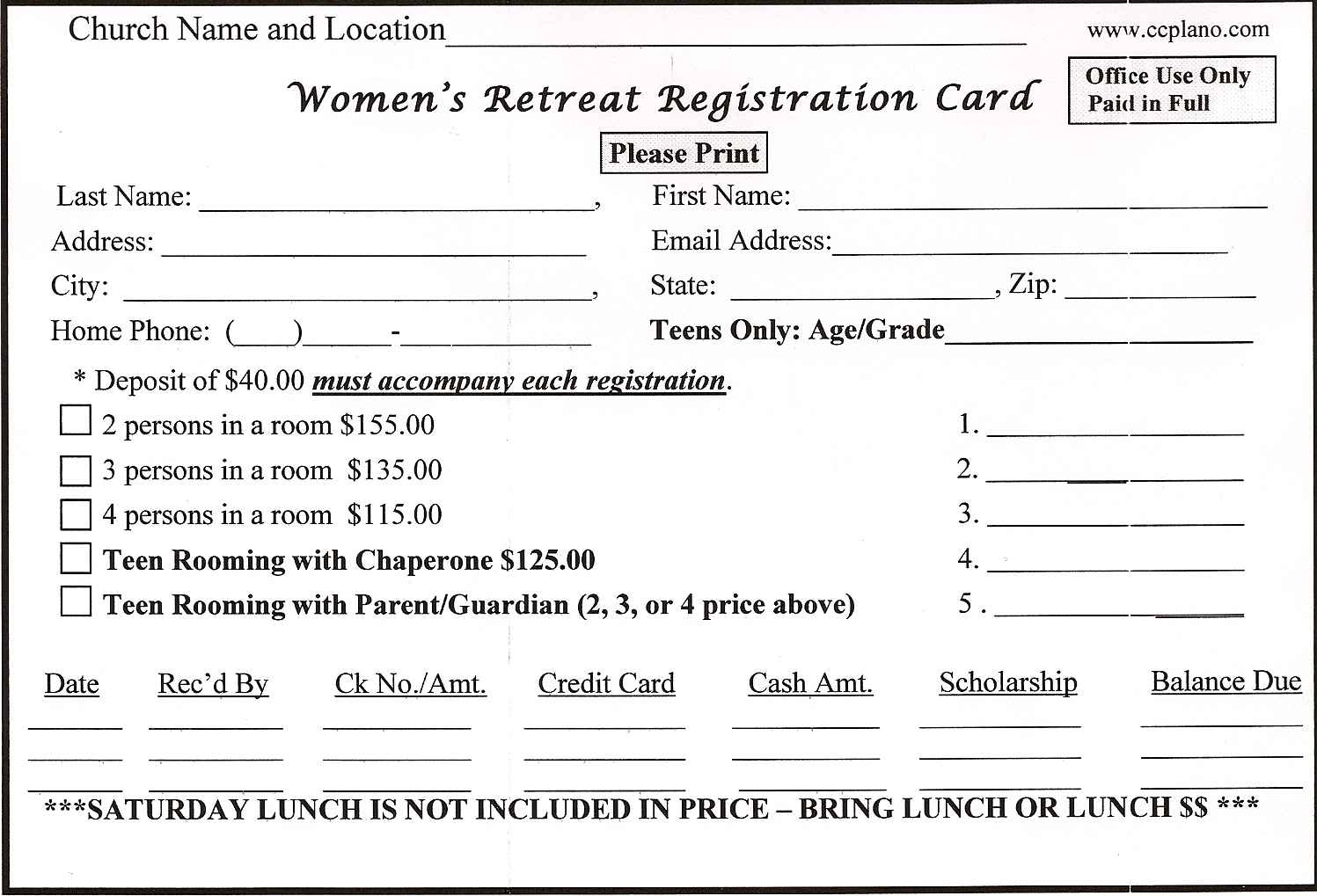 Youth Retreat Permission Slip Template