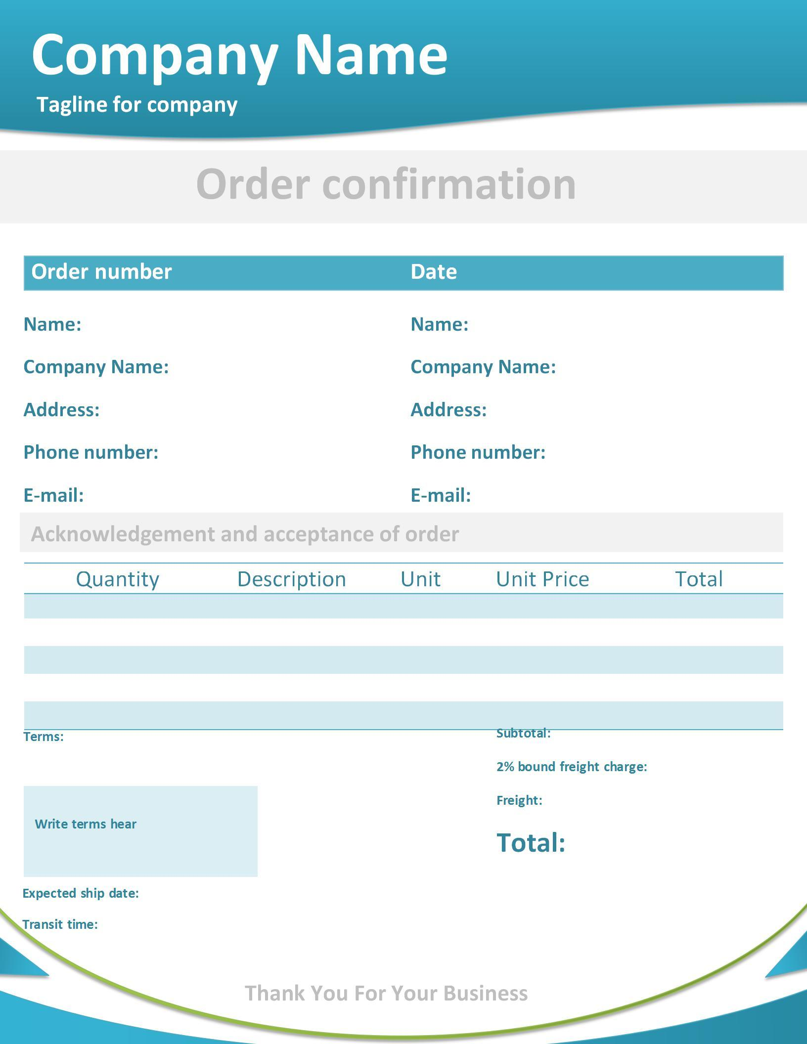 Easy To Edit Downloadable Free Order Form Template Word 2022 WPS 