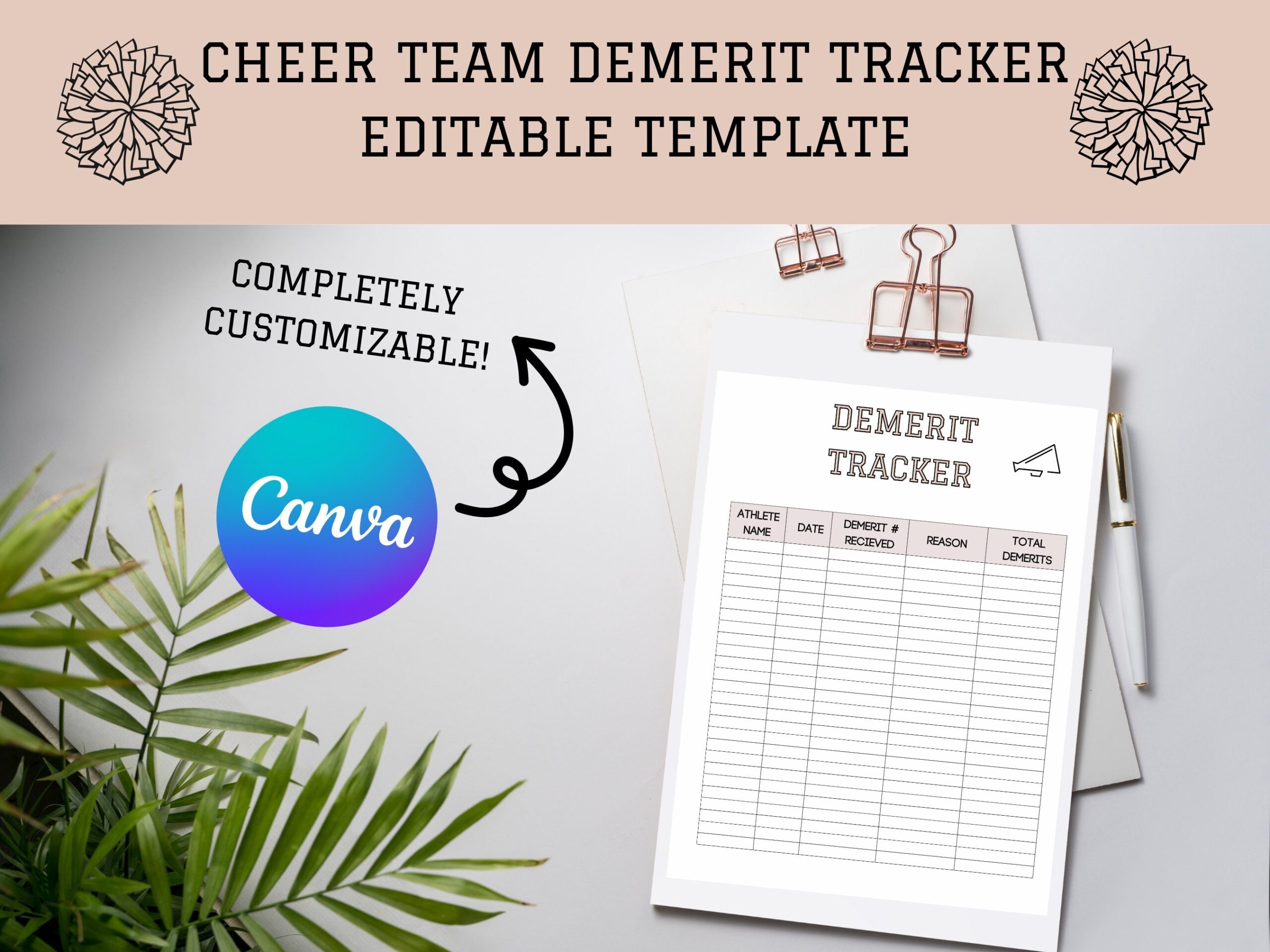 Editable Cheer Team Demerit Tracker Template Cheer Coach Planner Printable Etsy