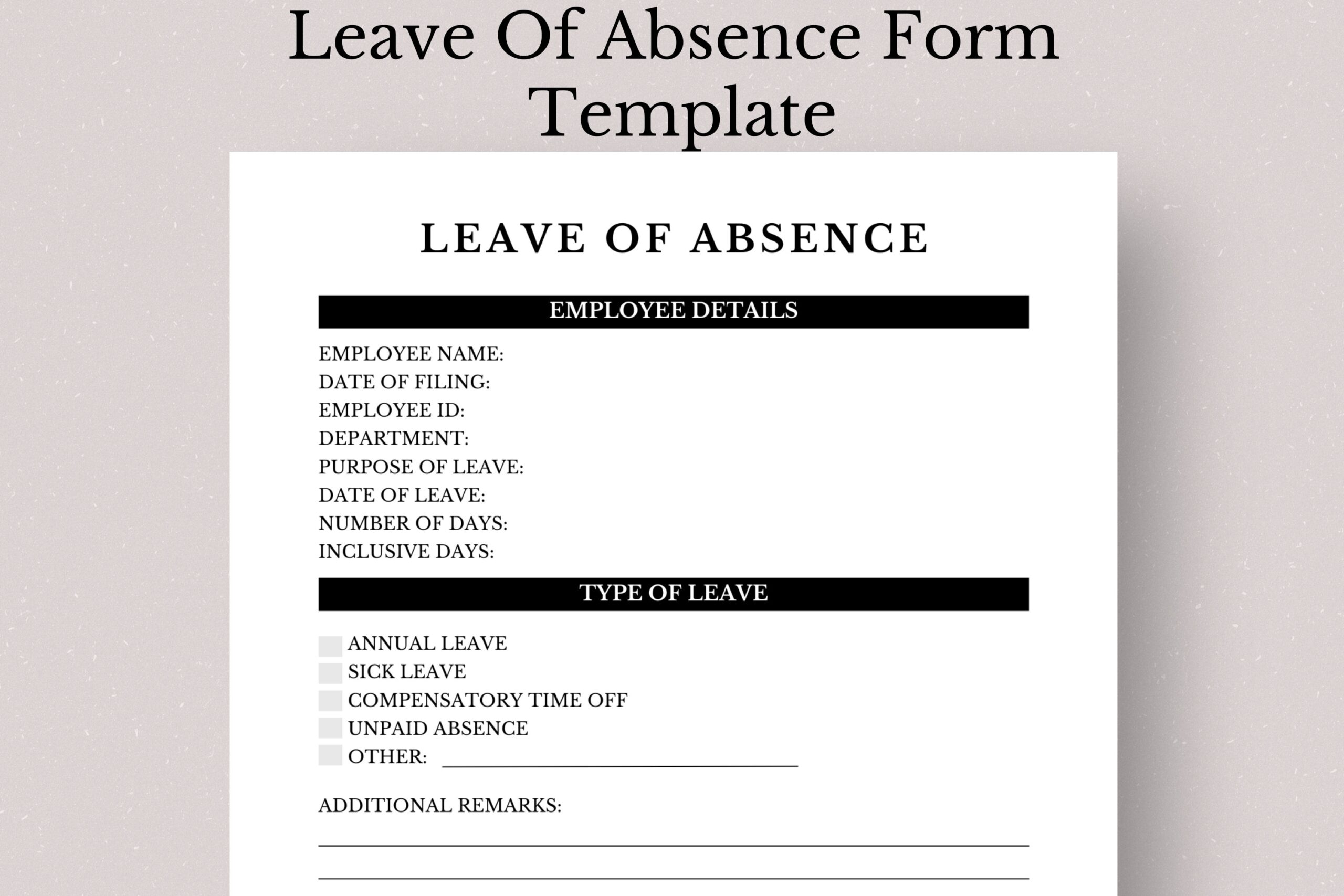 Editable Leave Of Absence Form Template Employee Leave Of Absence 