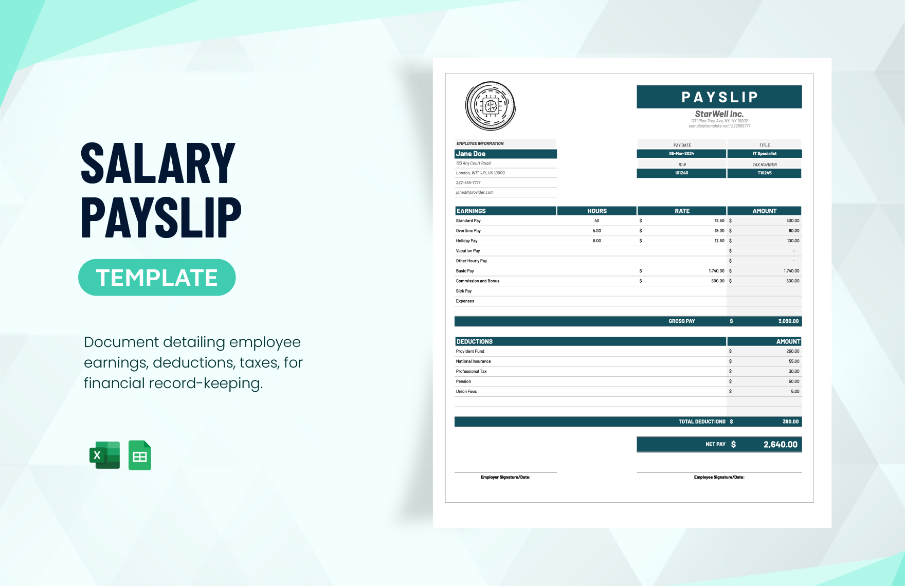 Editable Payslip Templates In Excel To Download