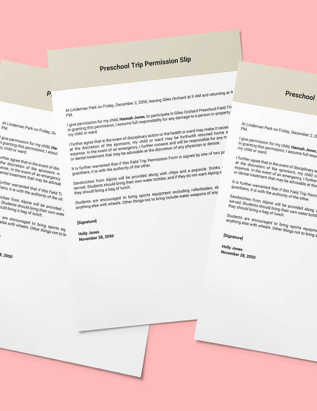 Editable Permission Slip Templates In Google Docs To Download