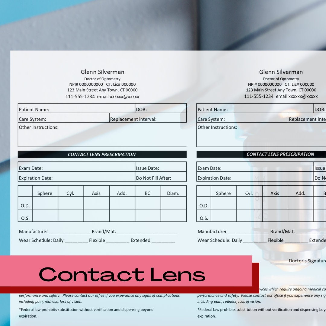 Editable Prescription Set For Optometry Contact Lens U0026 Spectacle 