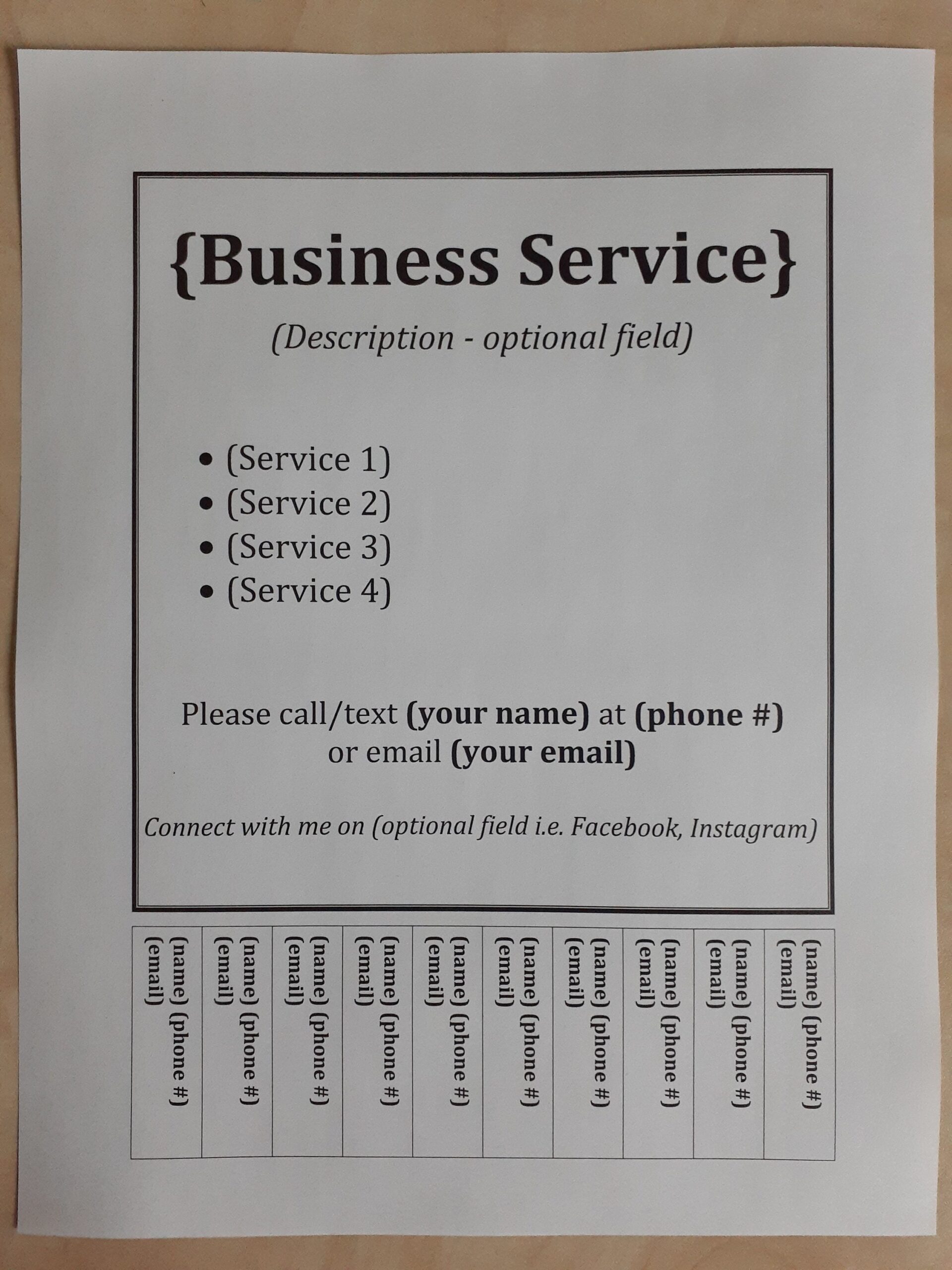 Editable Tear off Flyer For Business Advertising Letter Size 11 