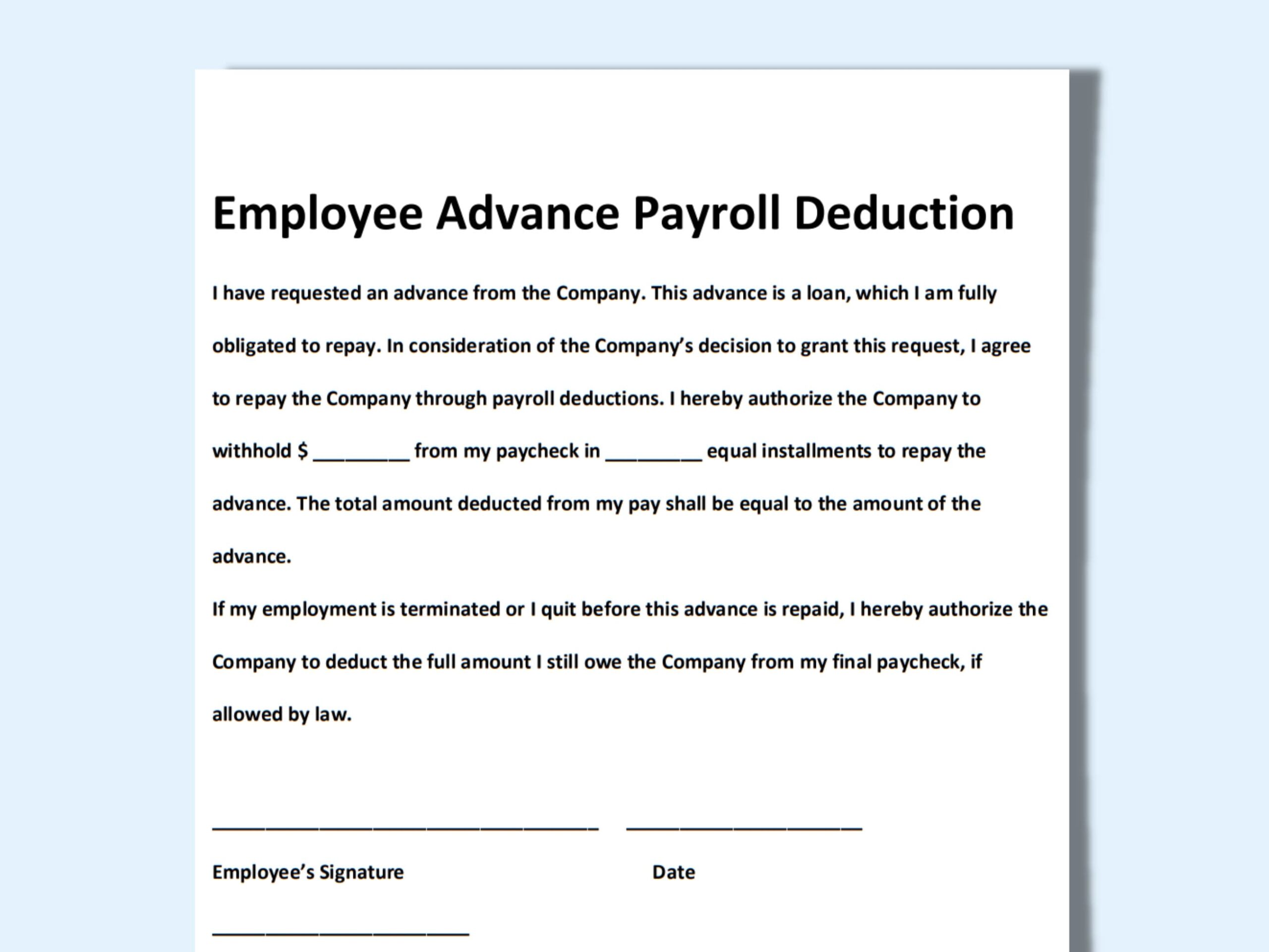 Advance Slip Template