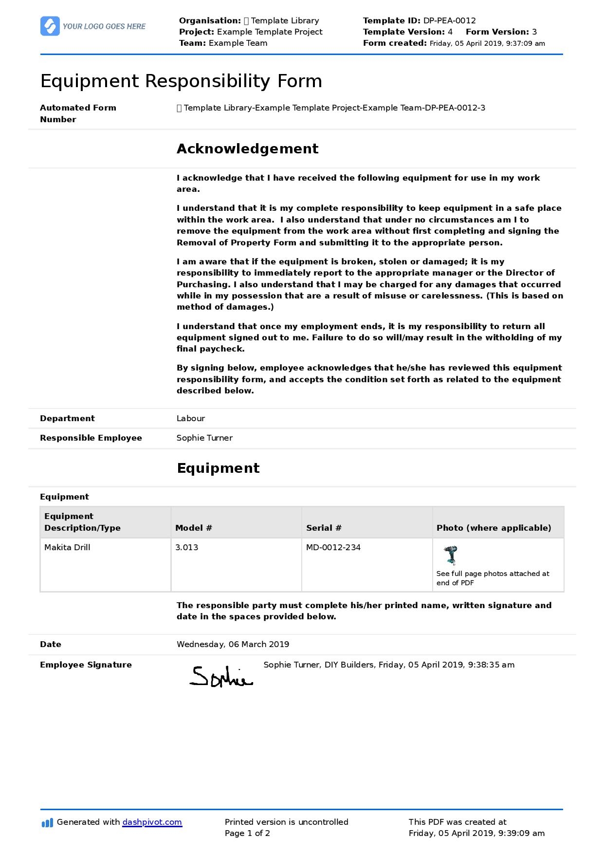 Duty Slip Template