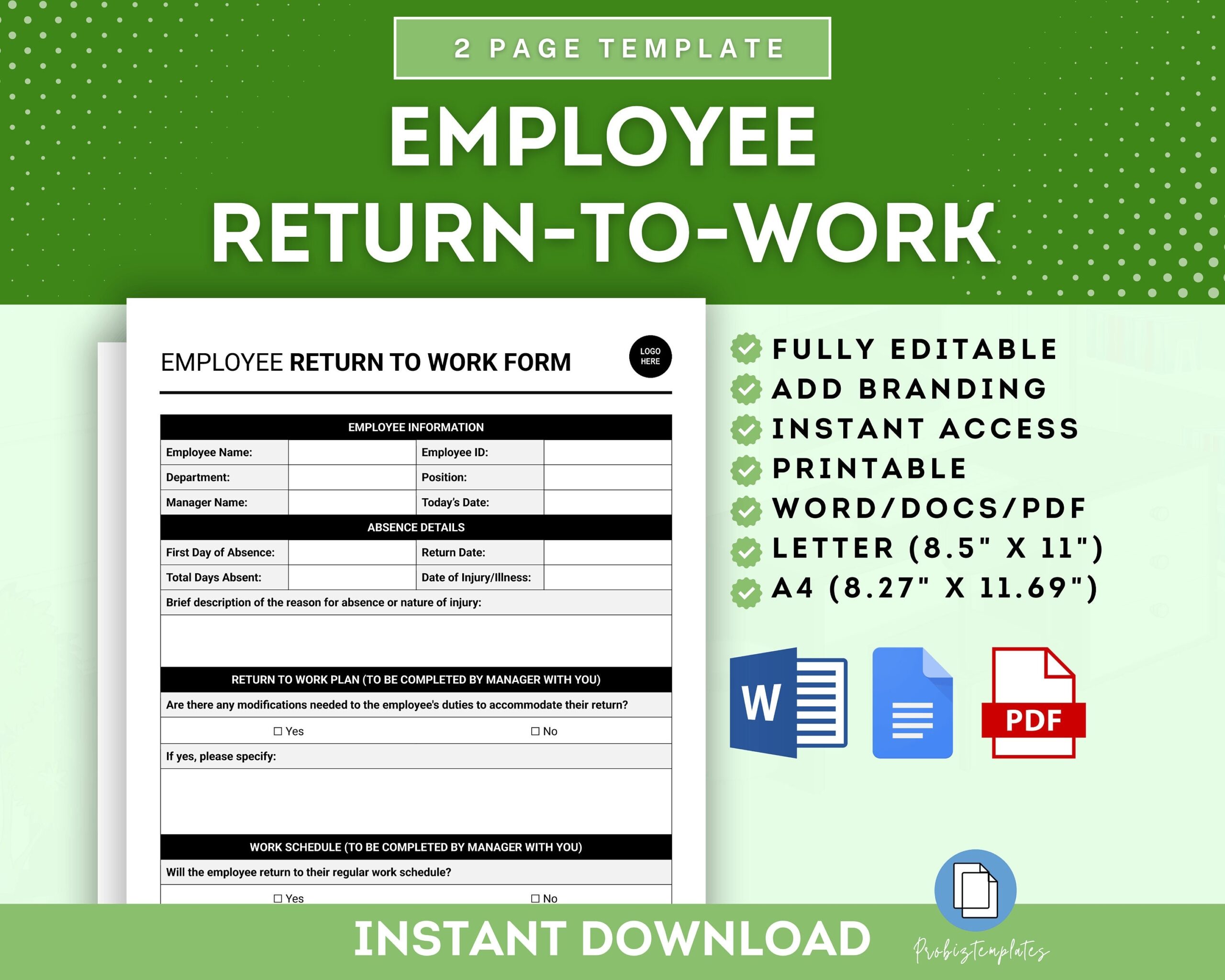 Back To Work Slip Template