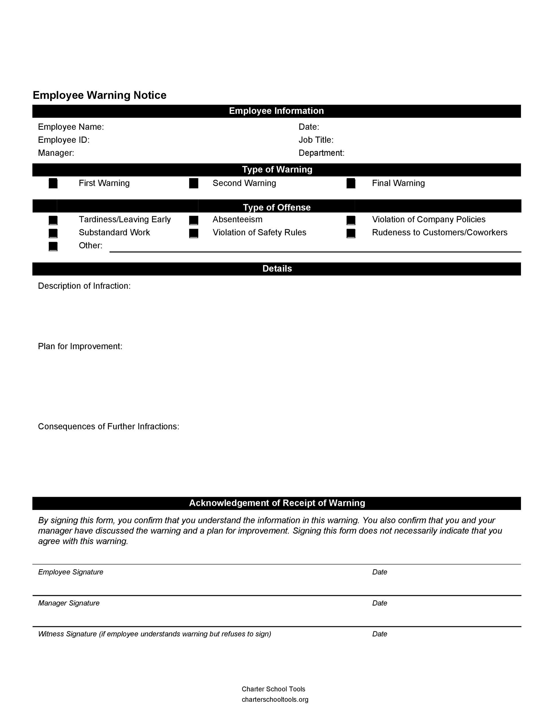 Employee Warning Notice Download 56 Free Templates U0026 Forms