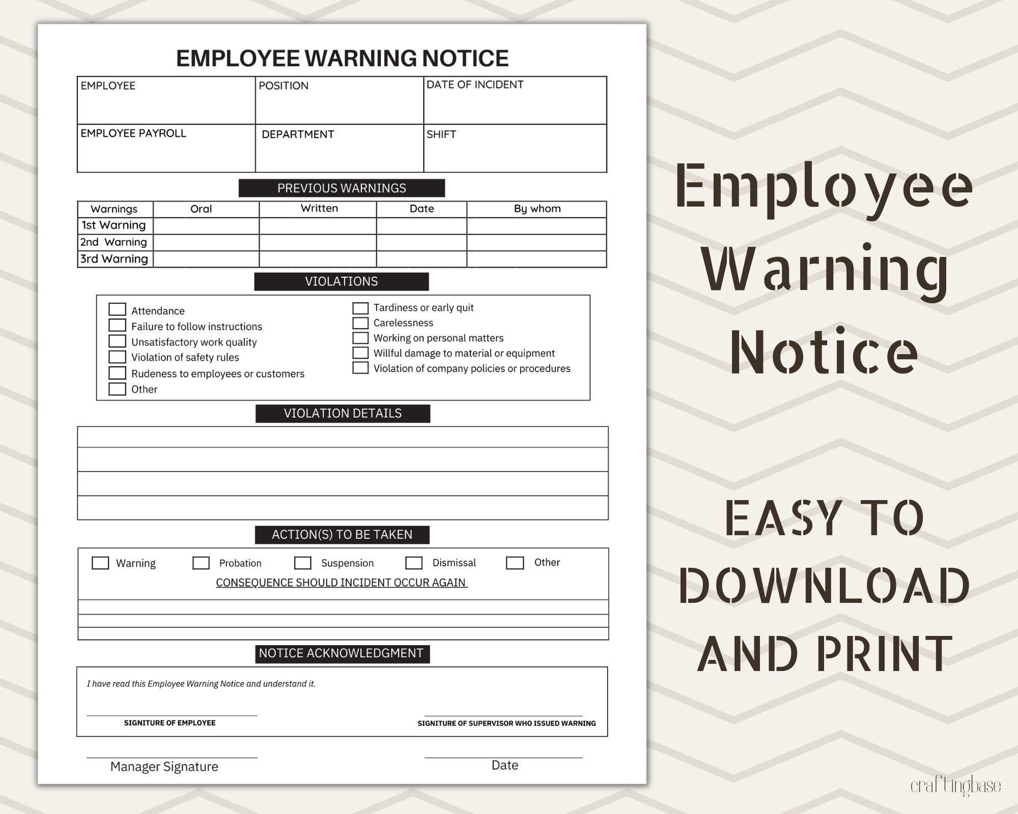 Employee Warning Notice Professional And Effective Employee 