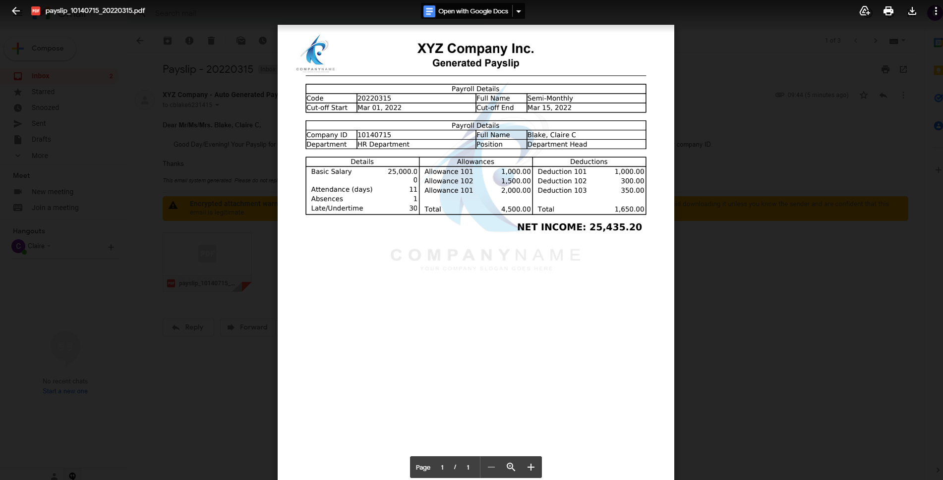 Employees Pay Slip PDF Generator System With Email Using PHP OOP 