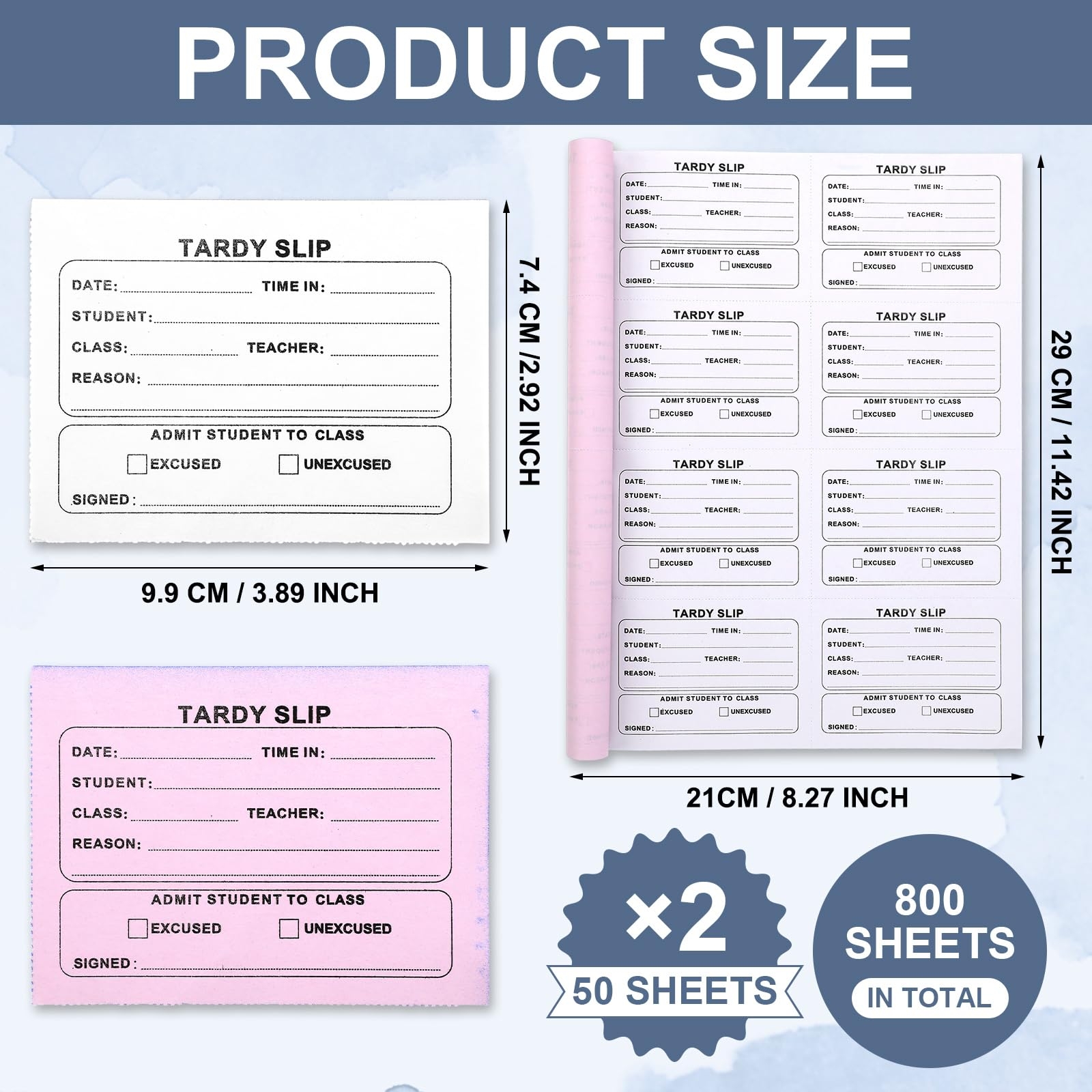Engrowtic 800 Pcs Tardy Slip Book With Carbonless Duplicates 3 5 X 4 3 Inch Tardy Slips Per Book Form Register Copy Books For Student Late Arrivals 