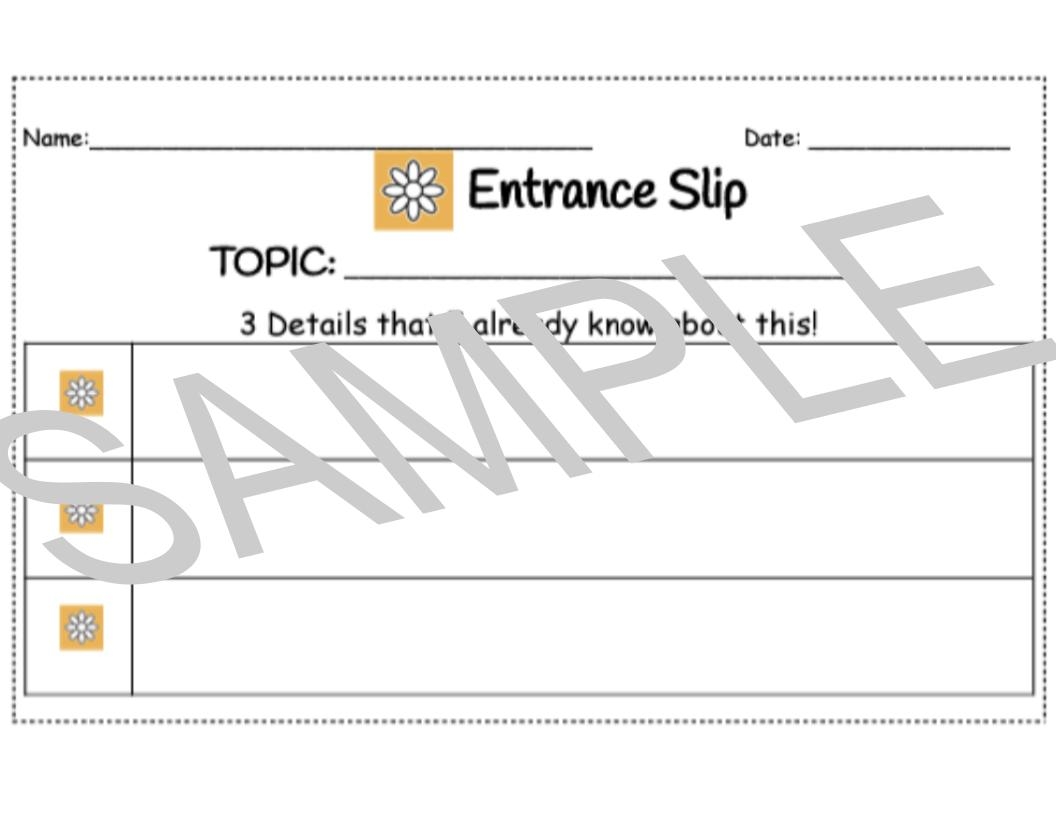Entrance Slip Bundle Kinder 12th Grade The Center For Depth And Complexity