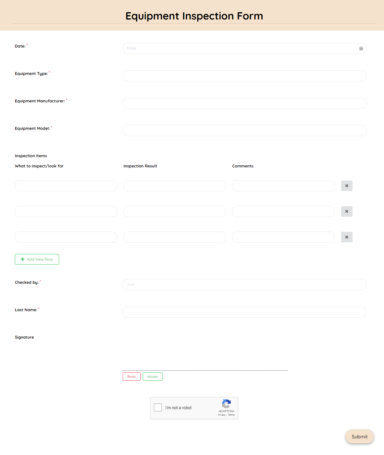 Equipment Checkout Form Template Formplus