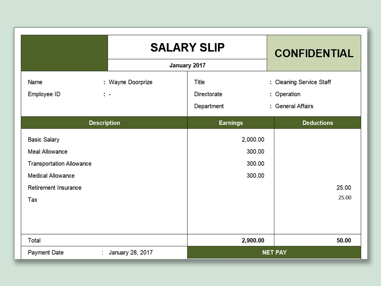 Salary Slip Template Pdf