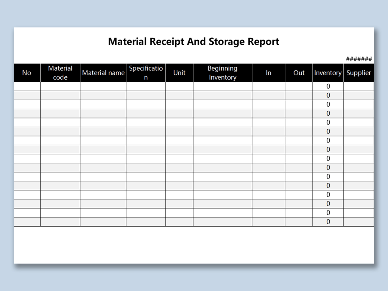 EXCEL Of Material Receipt And Storage Report xlsx WPS Free Templates