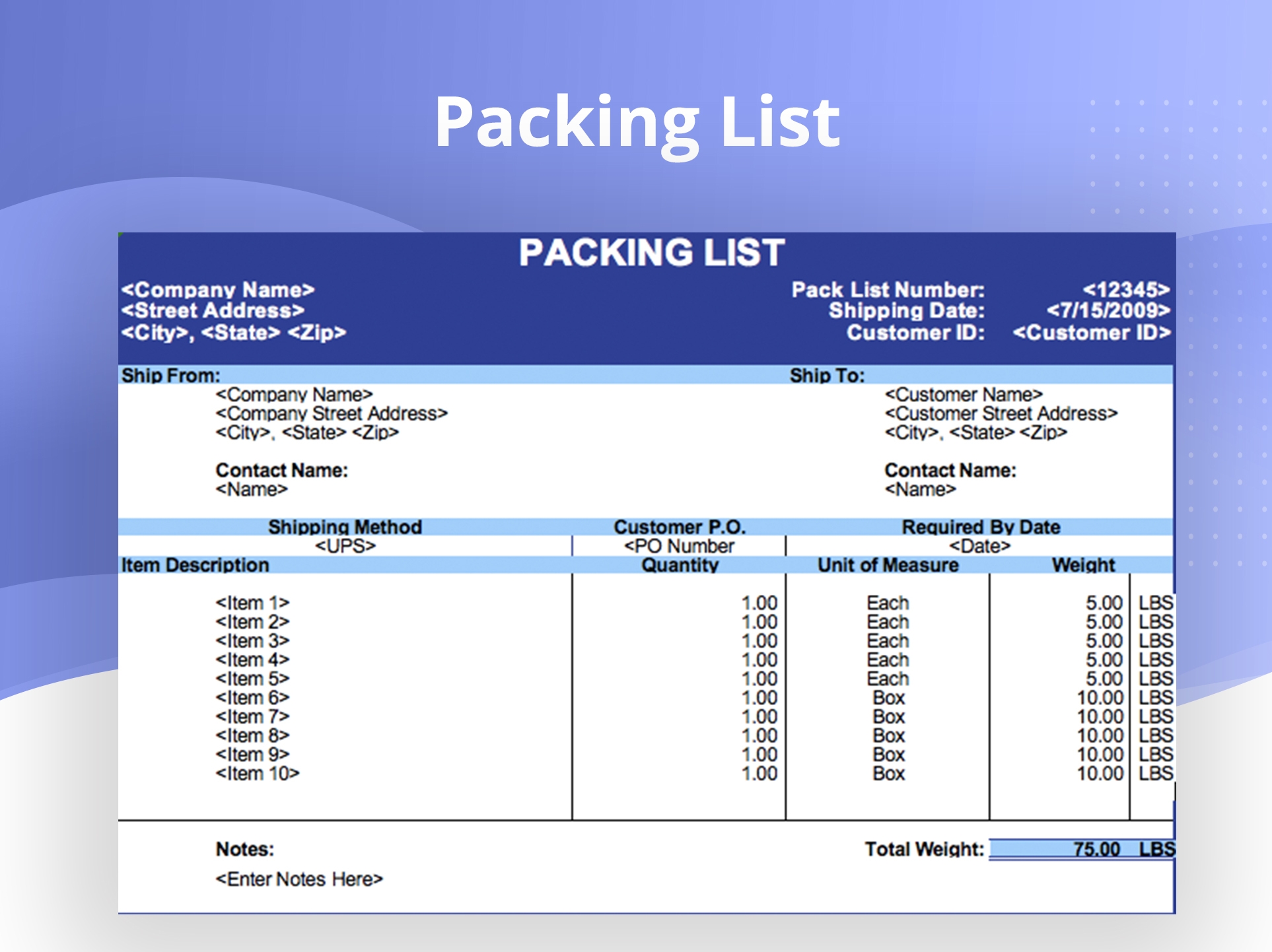 Office Packing Slip Template