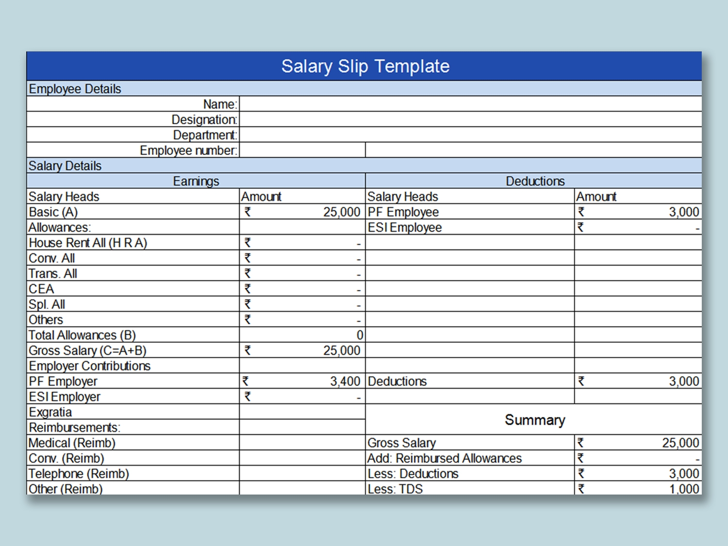 EXCEL Of Salary Slip Template xlsx WPS Free Templates