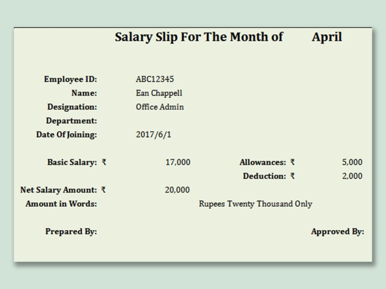 EXCEL Of Simple Salary Slip xlsx WPS Free Templates