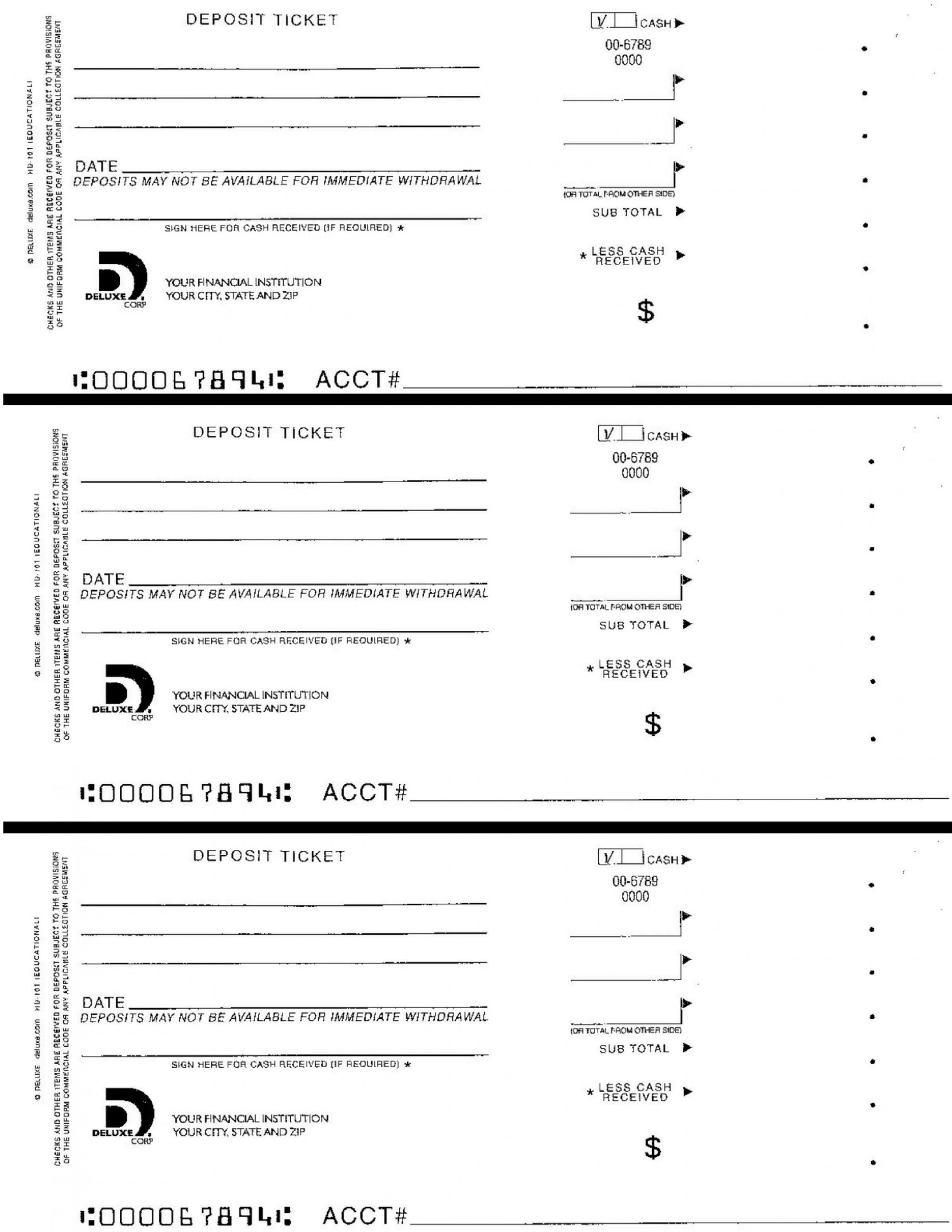 Deposit Slip Template Kids