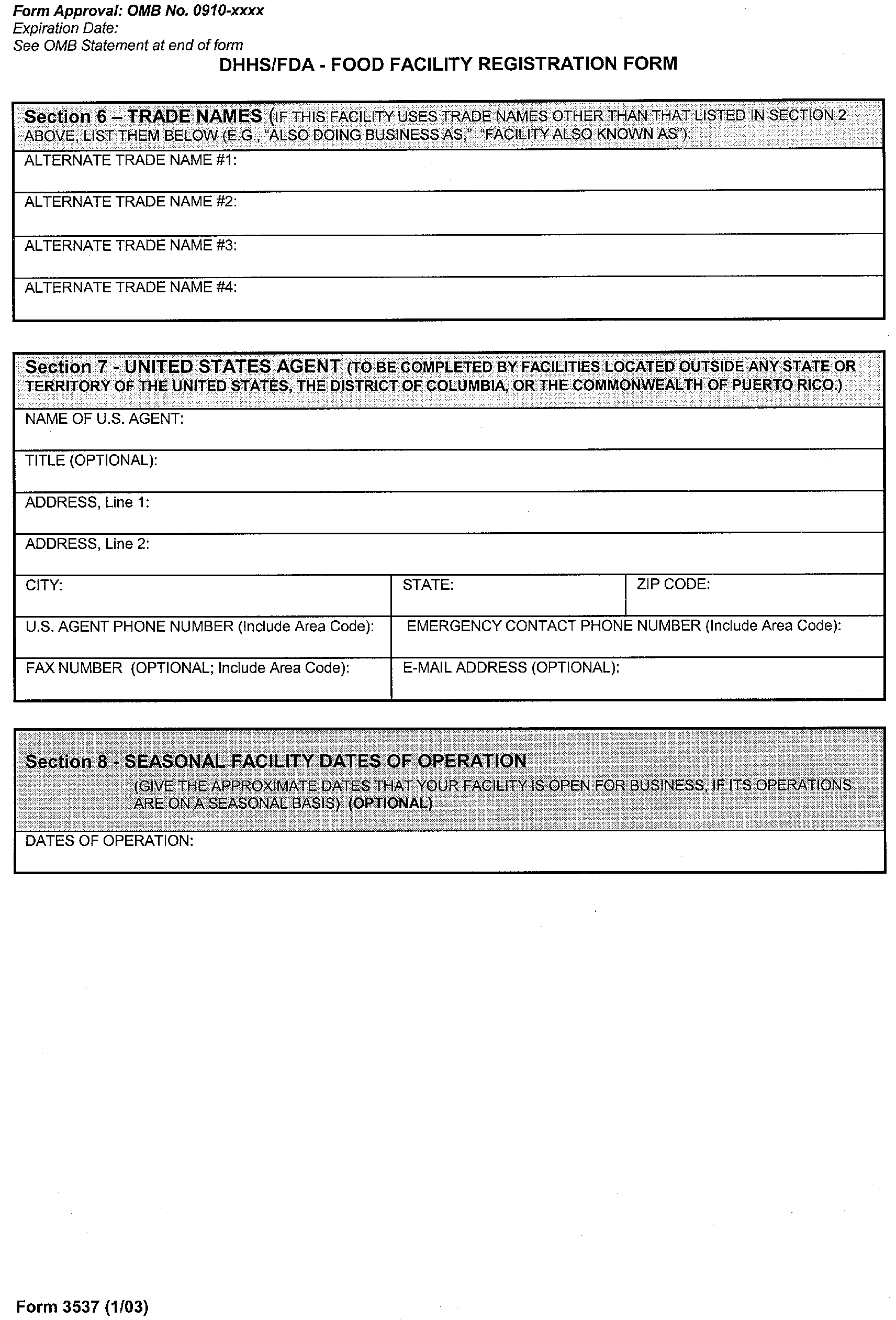 Federal Register Registration Of Food Facilities Under The Public Health Security And Bioterrorism Preparedness And Response Act Of 2002