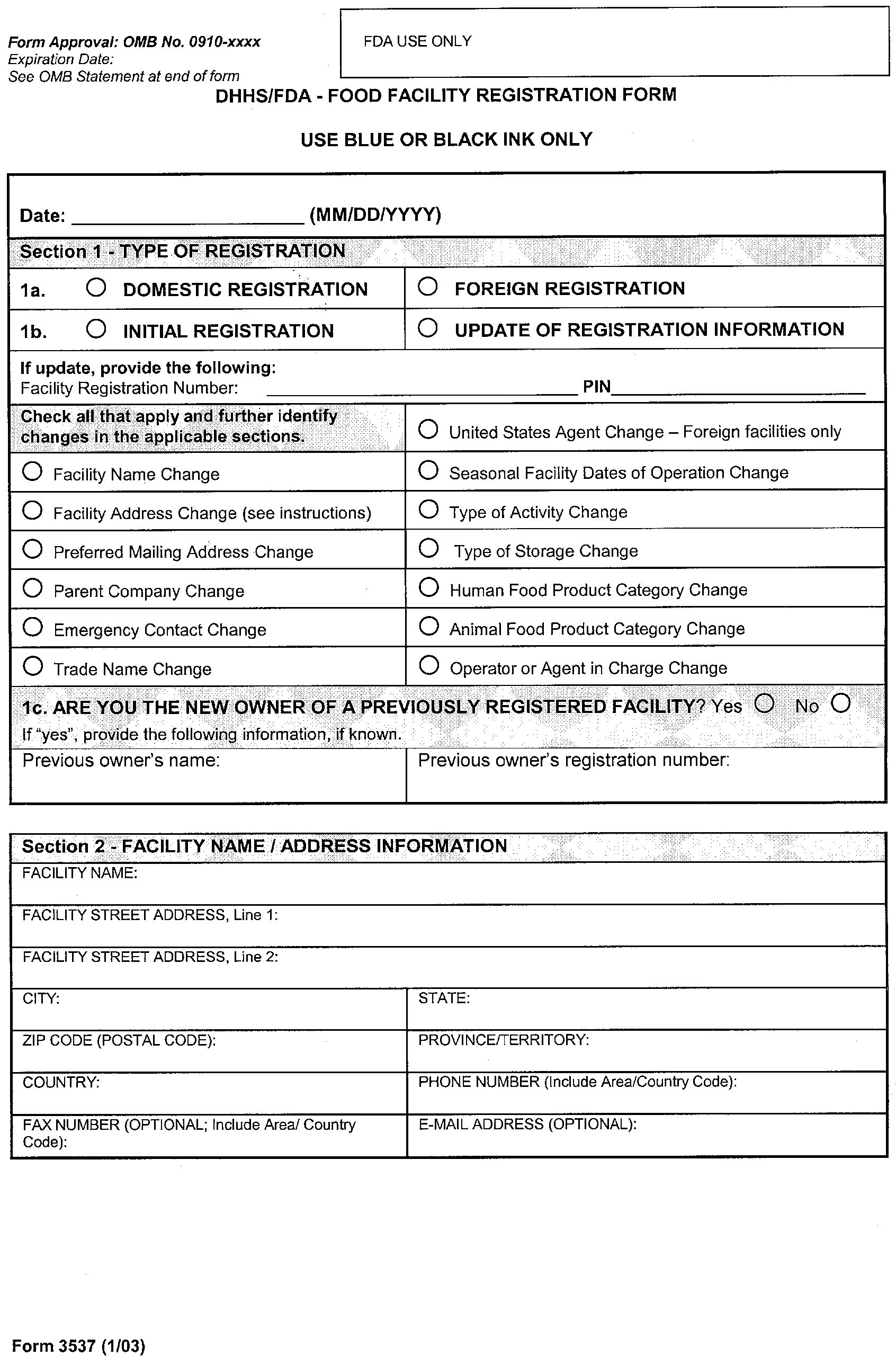 Federal Register Registration Of Food Facilities Under The Public Health Security And Bioterrorism Preparedness And Response Act Of 2002