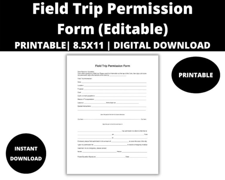 Field Trip Permission Form Field Trip Permission Slip Field Trip Form Field Trip Slip Etsy