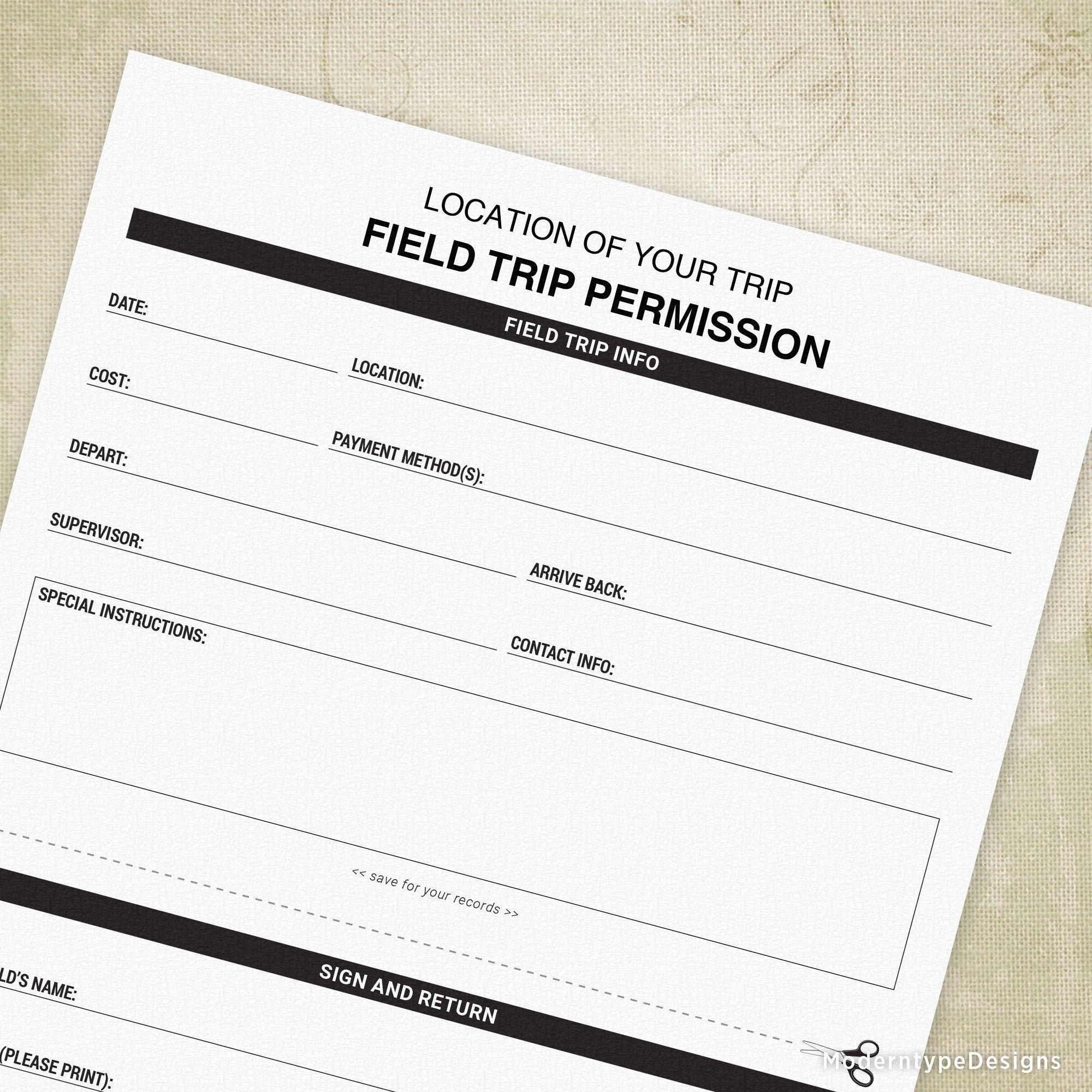 Field Trip Permission Printable School Trip Slip Club 