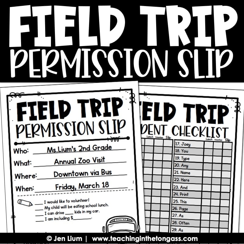 Field Trip Permission Slip Editable Reflection