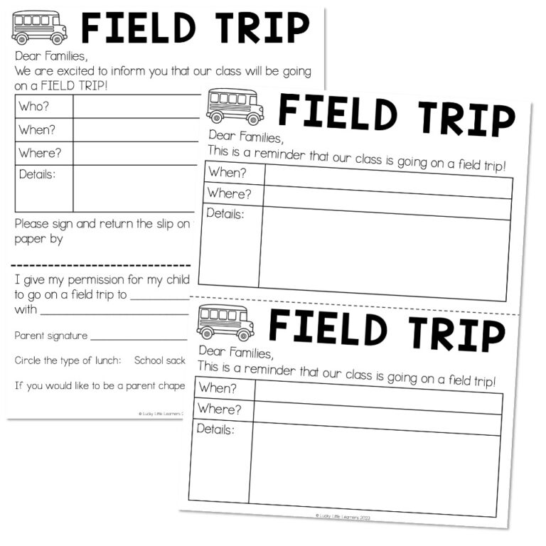 Field Trip Permission Slips And Reminder Forms Lucky Little 